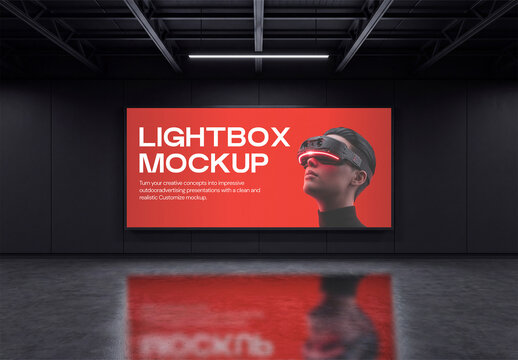 Lightbox Billboard Mockup in Dark Background