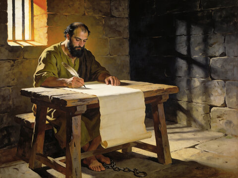 Paul the Apostle Writing a Prison Epistle in Roman Custody