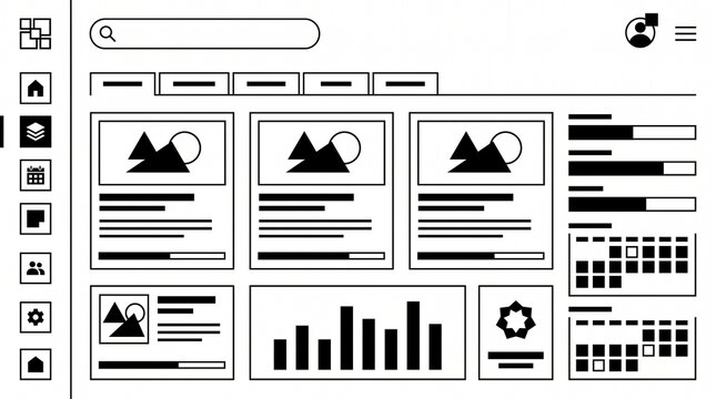 Modern e-learning dashboard UI with analytics charts and student progress tracking icons