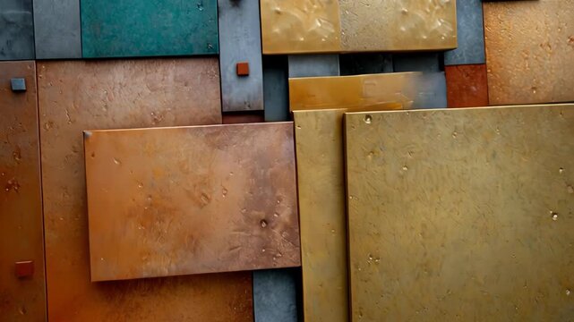 ?Vibrant metallic cubes falling and stacking in dynamic abstract loop