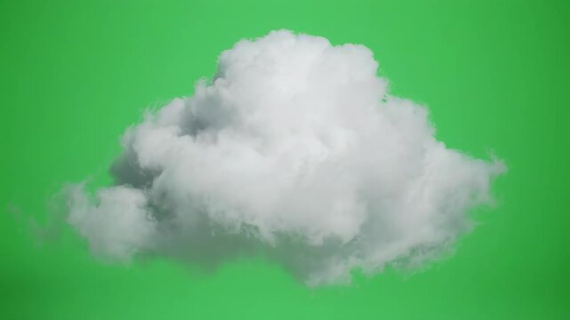 Fluffy Cumulus Cloud with Green Screen Background Moving Slowly in Cinematic Motion