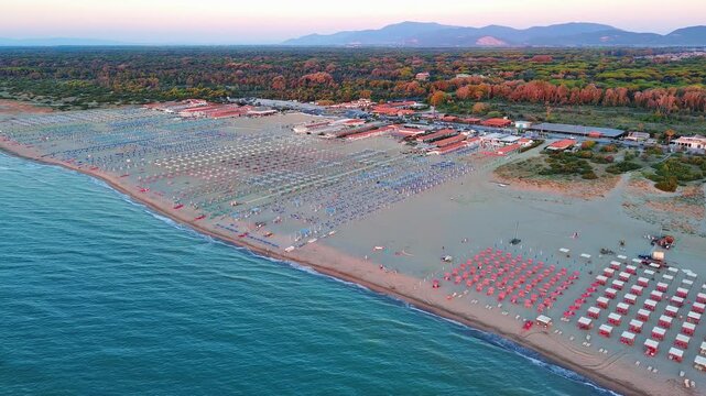 Aerial View of Expansive Beach Resort at Tranquil Morning