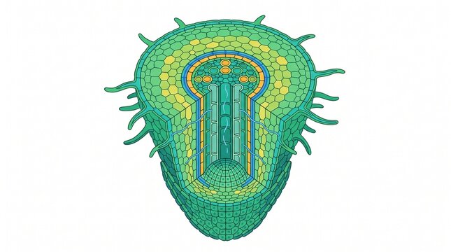Cross Section Anatomy of a Plant Root Tissue System Diagram Illustration