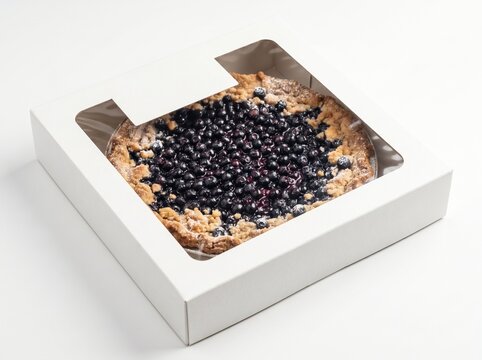 Traditional Finnish blueberry pie in pastry box isolated on white