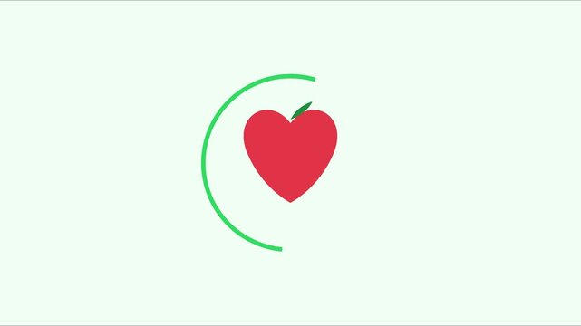 Minimalist heart apple loading animation symbol for healthy lifestyle and nutrition concepts 4k