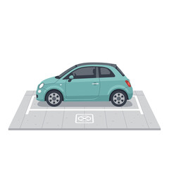Naklejka premium Illustration of a small hatchback parked in a parking space