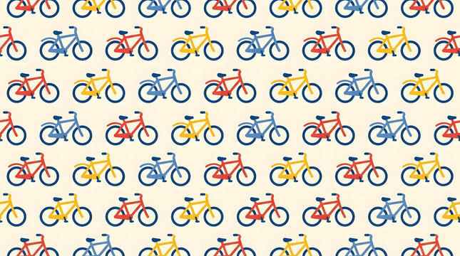Colorful vintage bicycle icons seamless pattern.