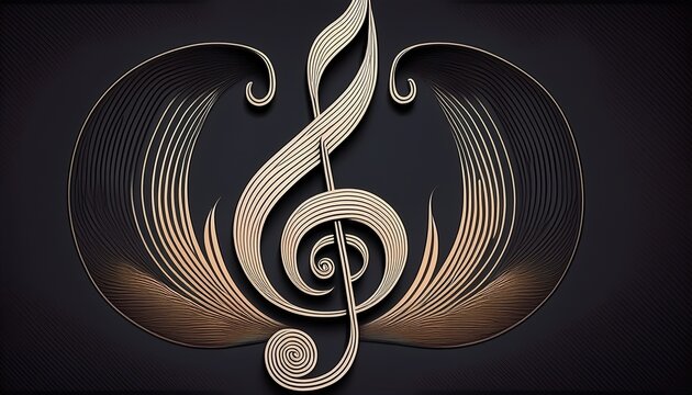 a single continuous line forming both a treble clef and an eighth note in a minimalist style