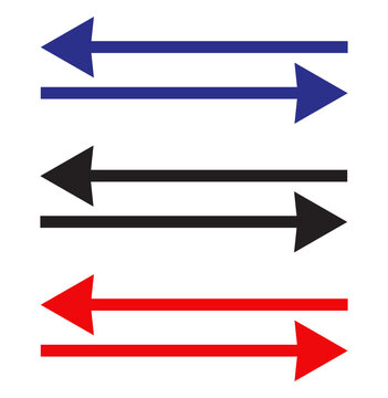 red, black & Blue arrow pointing towards left and right. vector illustration file