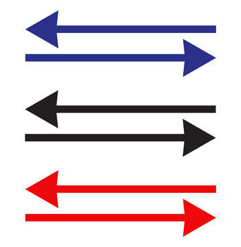 red, black & Blue arrow pointing towards left and right. vector illustration file