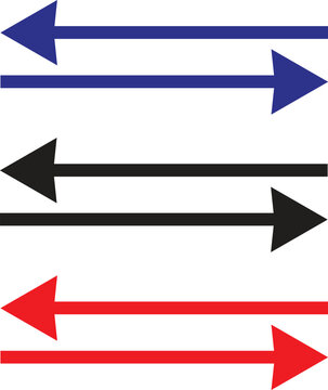 red, black & Blue arrow pointing towards left and right. vector illustration file