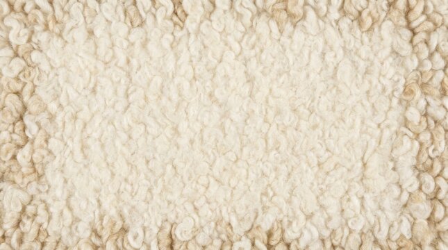 Soft fluffy white and beige sheep wool texture background with a natural curly fiber pattern for textile design projects