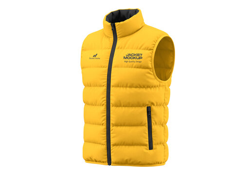 Sleeveless Puffer Vest Jacket Mockup Front View