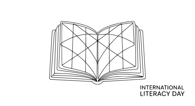 Open Book with Geometric Pattern, International Literacy Day Concept