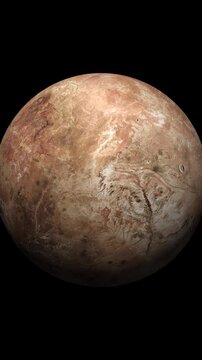 Rotating Makemake dwarf planet in deep space with dark background