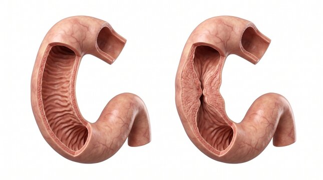 Healthy Human Duodenum Compared with Duodenal Stenosis and Narrowed Intestinal Lumen