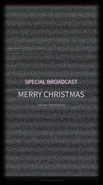 Christmas Special Broadcast Vintage TV Static Glitch Holiday Greeting 4K Vertical