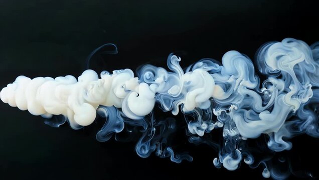 abstract ultra-sharp 4K footage features white smoke or steam drifting horizontally from right to left across a deep black background creating a minimalist and atmospheric effect ideal for creative