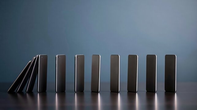 Smartphone domino effect showing technology dependency and interconnected digital communication