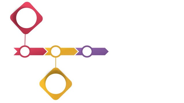 Colorful Five Stage Timeline Infographic with Alternating Diamond and Circle Markers