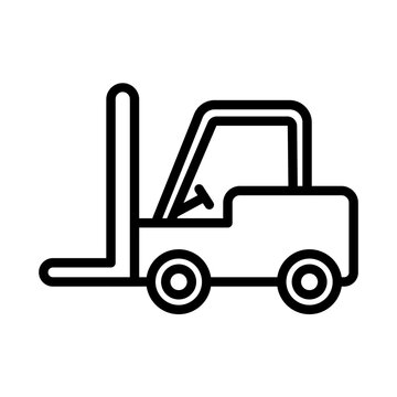 Forklift vector line icon