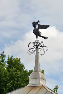 A forged weathervane sculpture in a fairytale style. Sirin Bird
