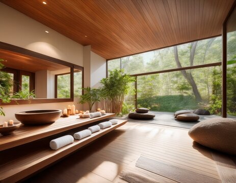 serene indoor spa sanctuary with natural light and tranquil ambiance