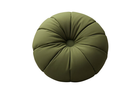Olive green round tufted decorative cushion