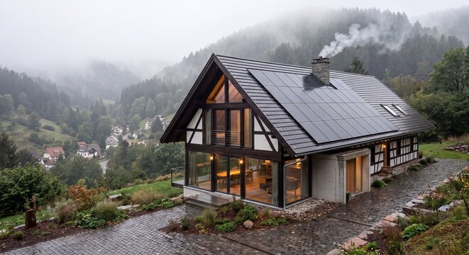 Eine moderne Bergh&uuml;tte f&uuml;r Wanderer und Urlauber