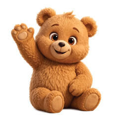 Fototapeta premium Cute Teddy Bear Toy Sitting Isolated On White Background Illustration