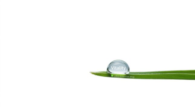 A single dewdrop rests on a vibrant green blade of grass