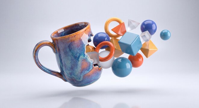 Eine fliegende Kaffeetasse als Symbol