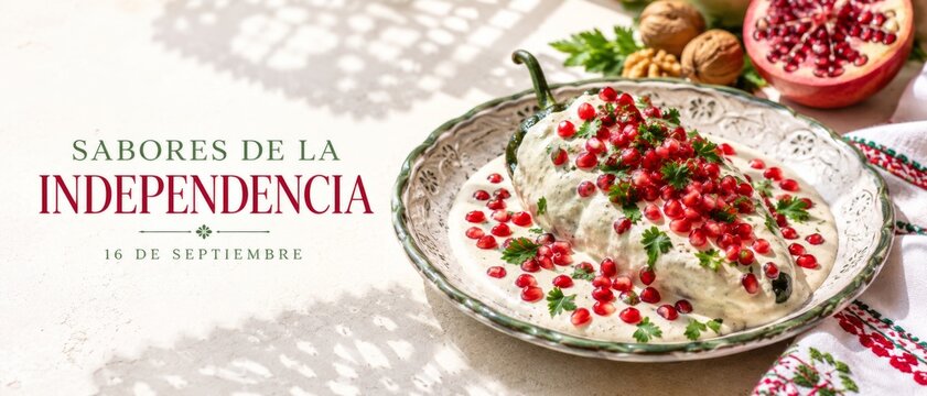 Chiles en nogada dish celebrating Mexico Independence Day with a festive touch