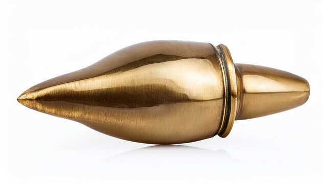 antique brass decorative finial with ceramic tip isolated on a white background