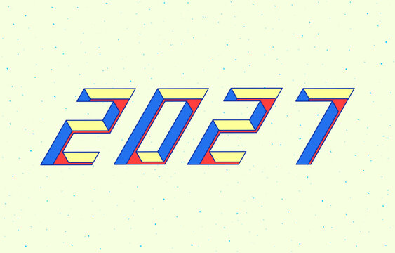 3D isometric 2027 typography text on abstract background