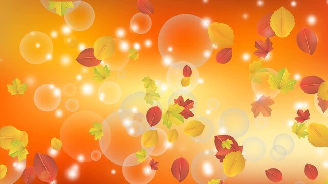 Autumn background, falling leaves, bokeh effect, twinkling stars.