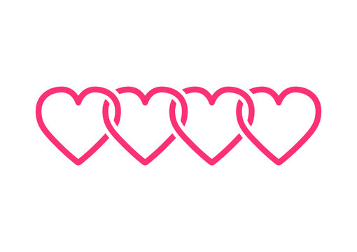 Four hearts initial logo on white background