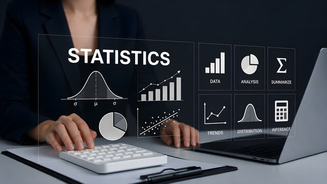 Statistics interactive digital display for data analysis
