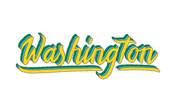 Washington typography lettering design with 3D layered text effect