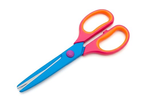 Colorful child safety scissors with blue handles