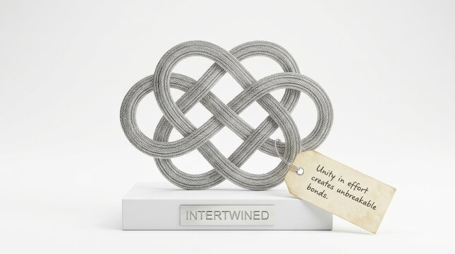 Intertwined knot symbol on display with a concept tag