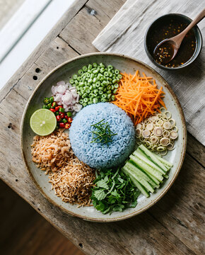 S&uuml;dthail&auml;ndischer Khao Yum mit Kr&auml;utern und Gem&uuml;se