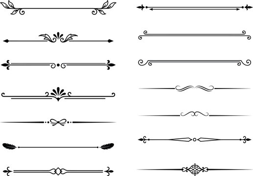 Set of decorative divider elements. Border florish collection. Vector.