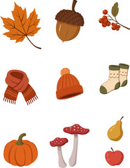 Autumn icon set, set of autumn elements © vigo