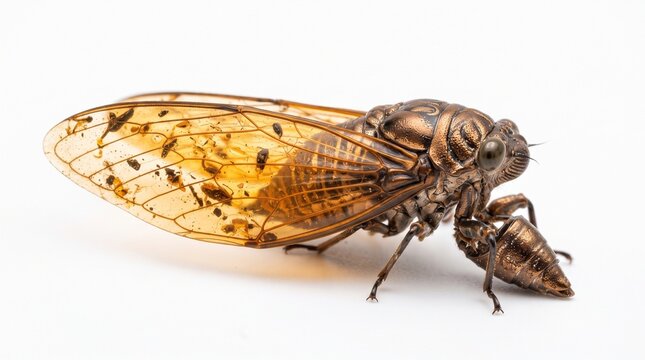 Golden amber cicada macro photo