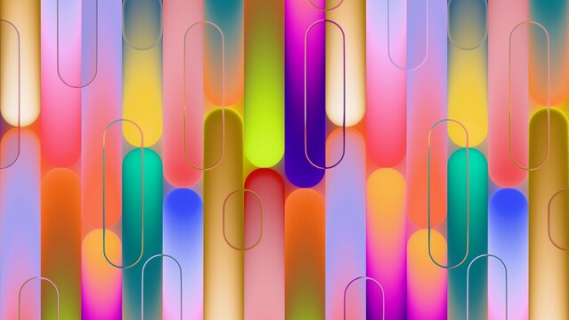 Abstract colorful rounded capsule pill pattern background with outline