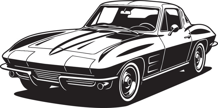 Classic vintage sports car vector illustration of a 1960s era coupe vehicle