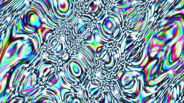 Iridescent liquid motion pattern featuring flowing colorful psychedelic video waves