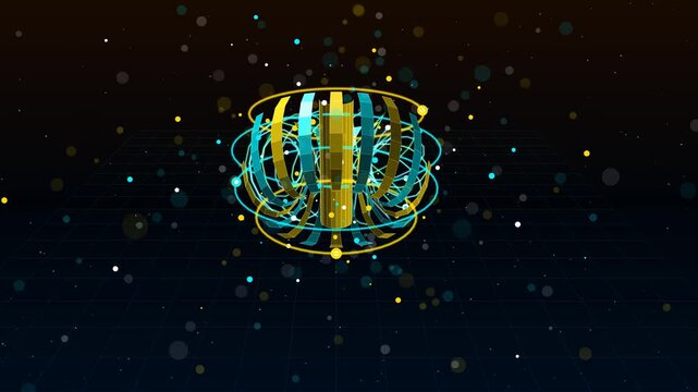 Tokamak Fusion Reactor Core with D-Shaped Magnetic Coils and Swirling Plasma 3D Animation 4K