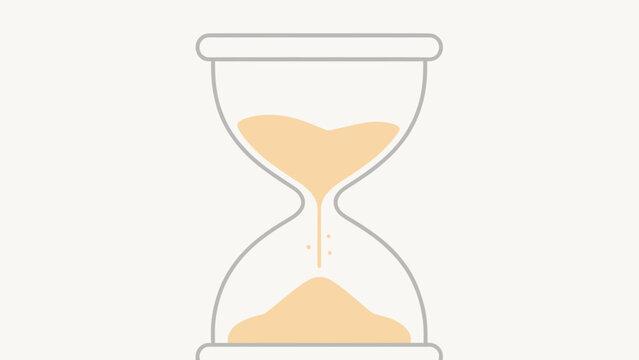 Minimalist Vector Illustration of a Classic Hourglass with Golden Sand Flowing Between Glass Bulbs